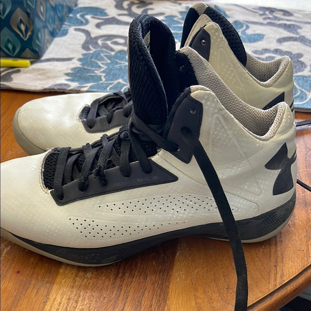 Under Armour Black and White Athletic Shoes High-Top Design